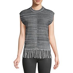 Chloe NWT fringe trim cap sleeve top - s navy